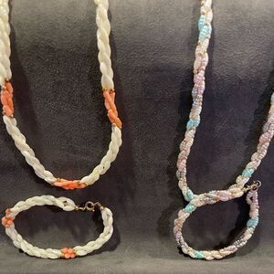 Vintage Mother of Pearl Necklace and Bracelet Sets